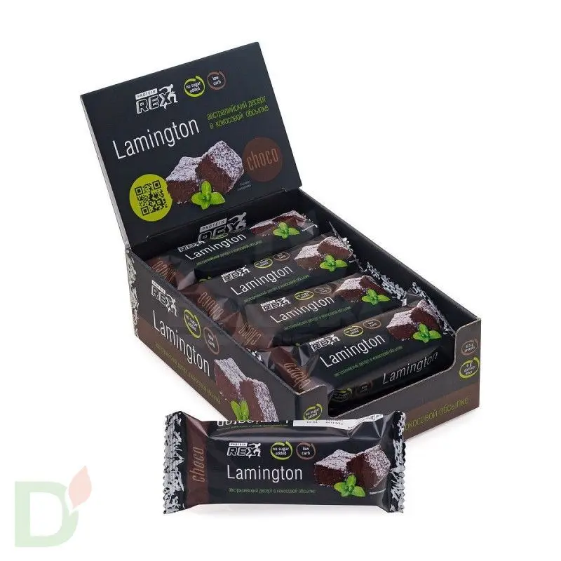 Пирожное ProteinRex протеиновое без сахара, Ламингтон шоколадный, 50гр.