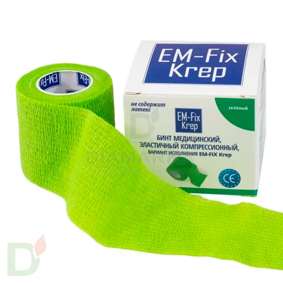 Бинт эластичный когезивный EM-fix krep Лайм, 5 см х 4,5 м в Воронеже