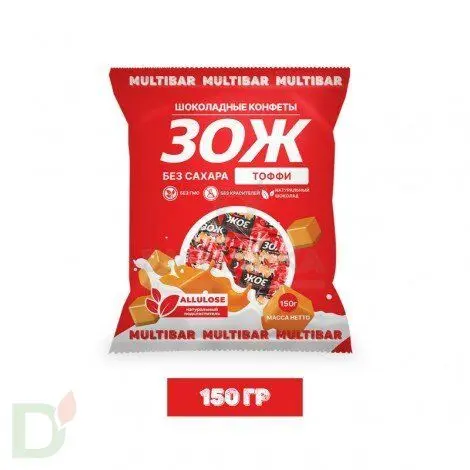 Конфеты без сахара ЗОЖ Мультибар Тоффи 150гр
