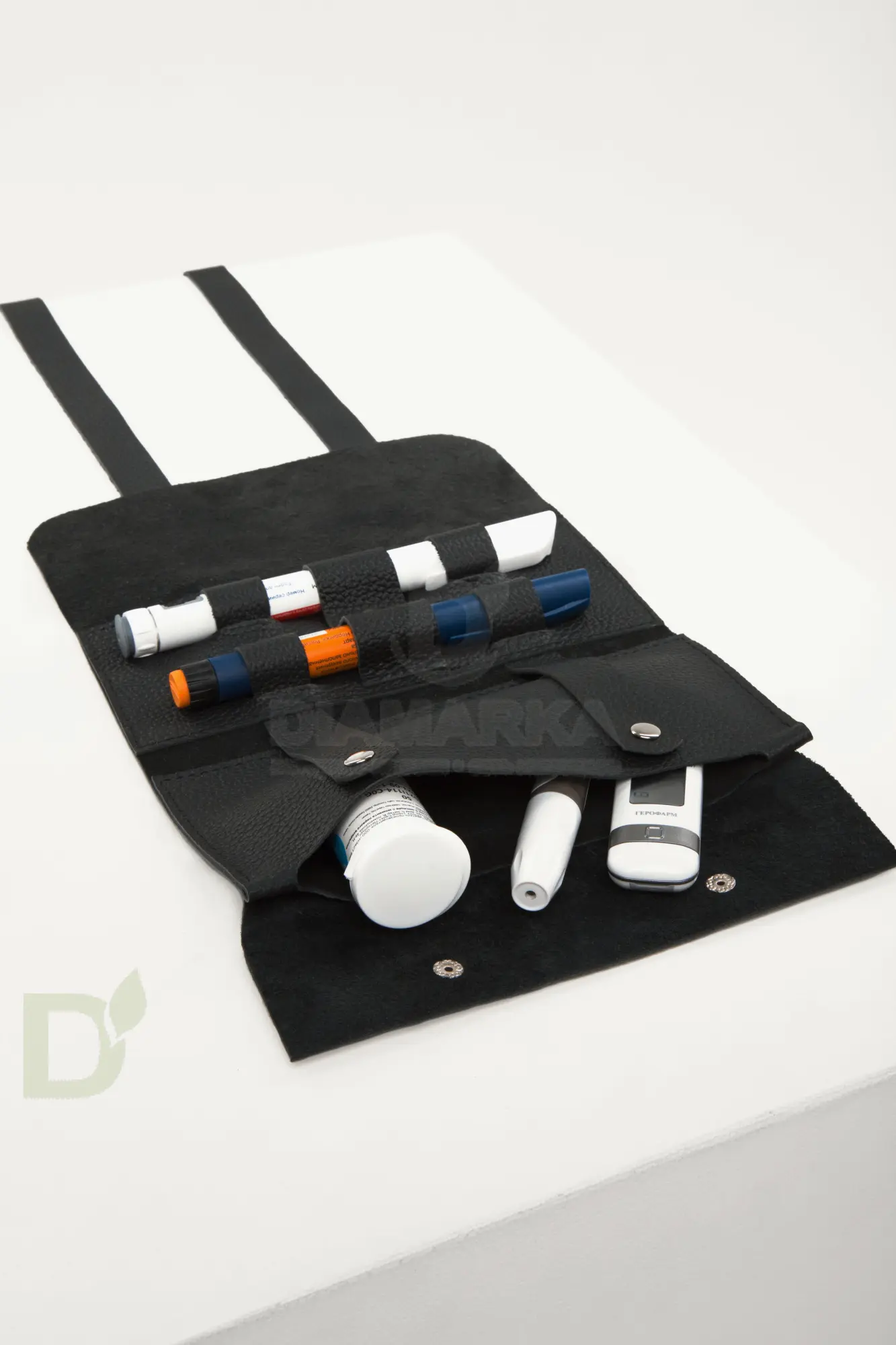 Чехол - скрутка диабетический Jaskier dia bags черный, натуральная кожа