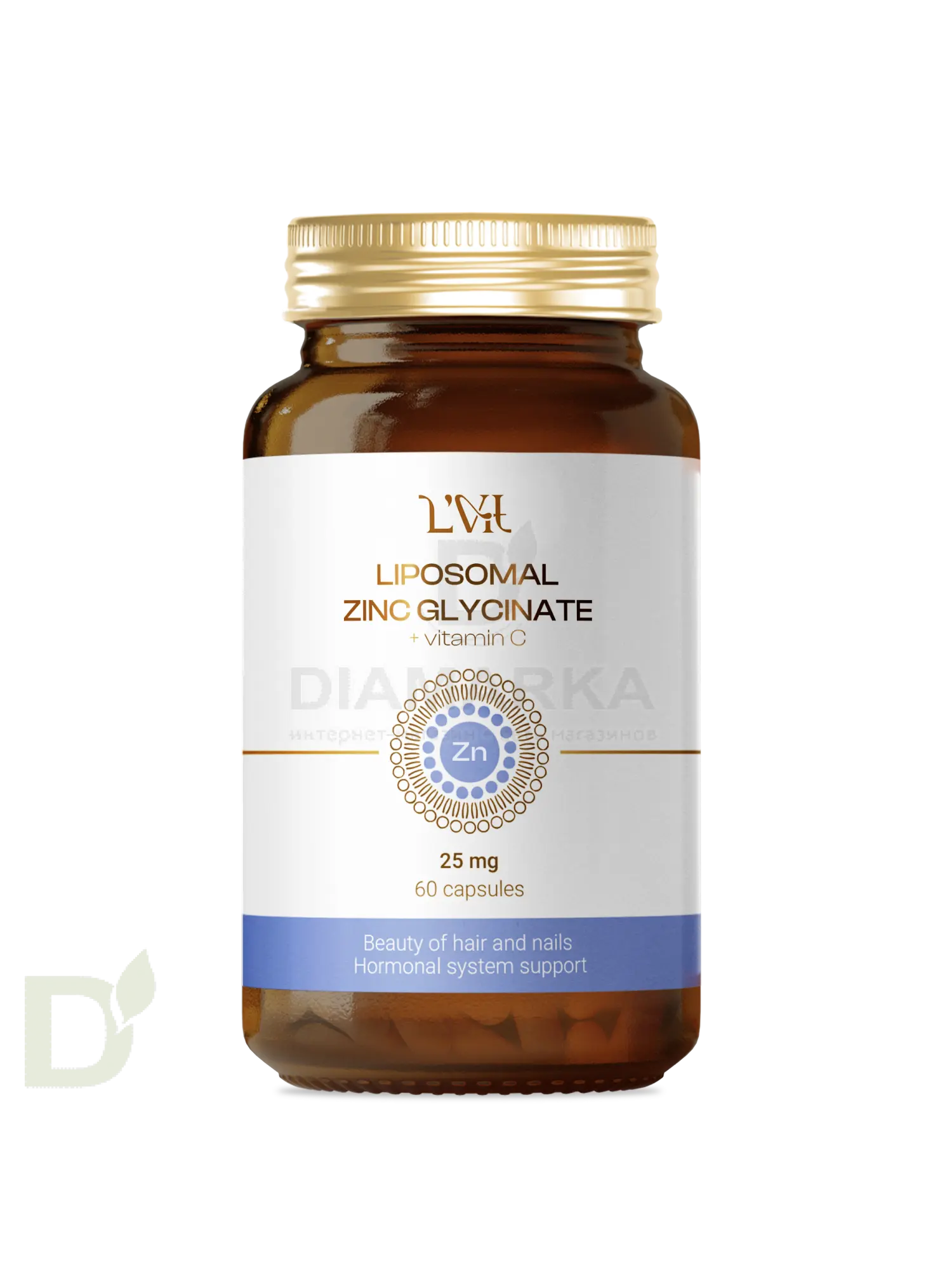 Витамины L'Vit Liposomal Zinc Glycinate + Vitamin C, 25 мг в 1 капсуле, 60 капс в Воронеже