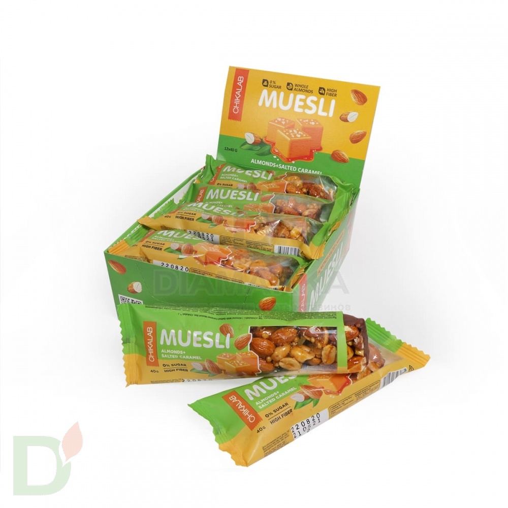 Батончик мюсли CHIKALAB миндальный с соленой карамелью 40 гр. в Воронеже