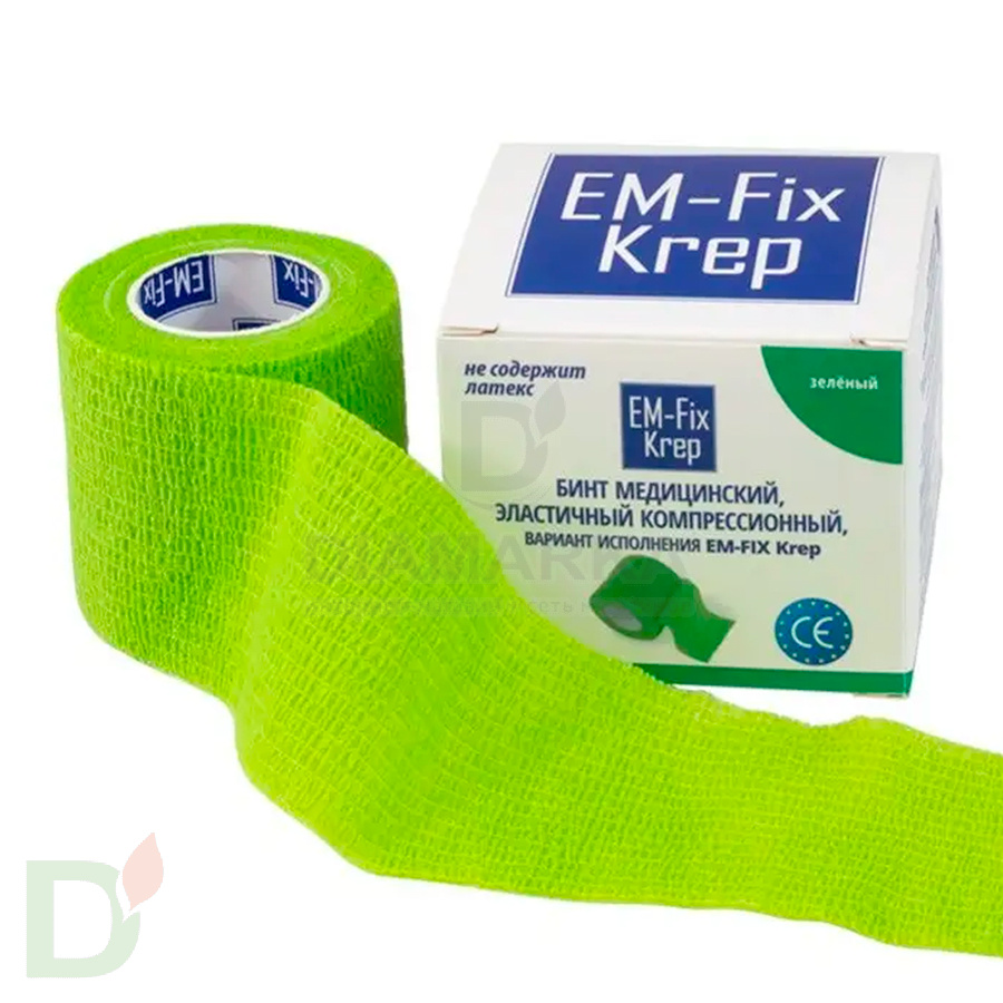 Бинт эластичный когезивный EM-fix krep Лайм, 5 см х 4,5 м в Воронеже