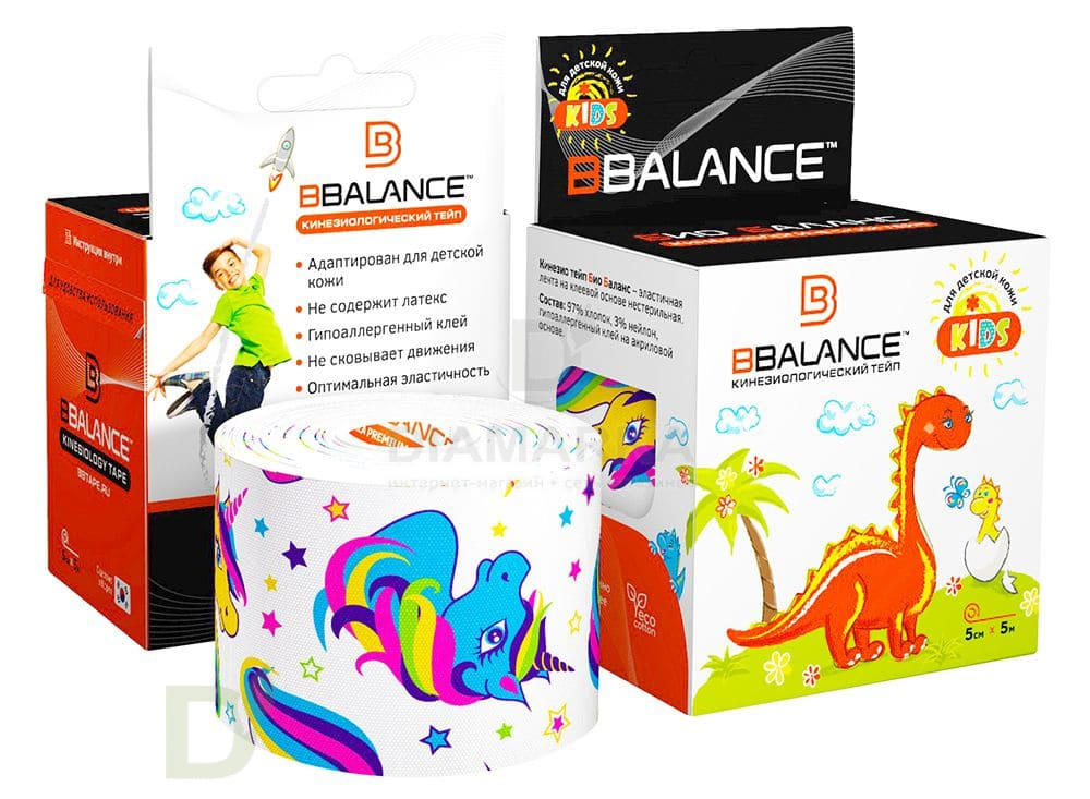 Тейп BB KIDS 5см*5м единороги белый