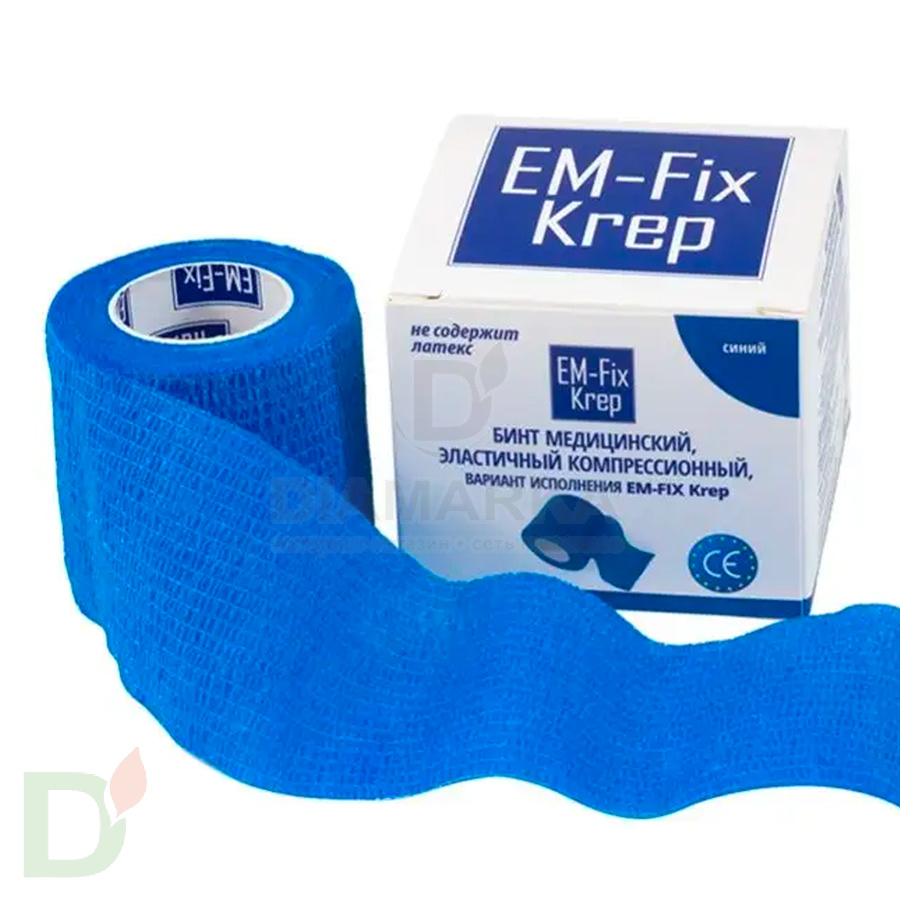 Бинт эластичный когезивный EM-fix krep Синий, 5 см х 4,5 м в Воронеже