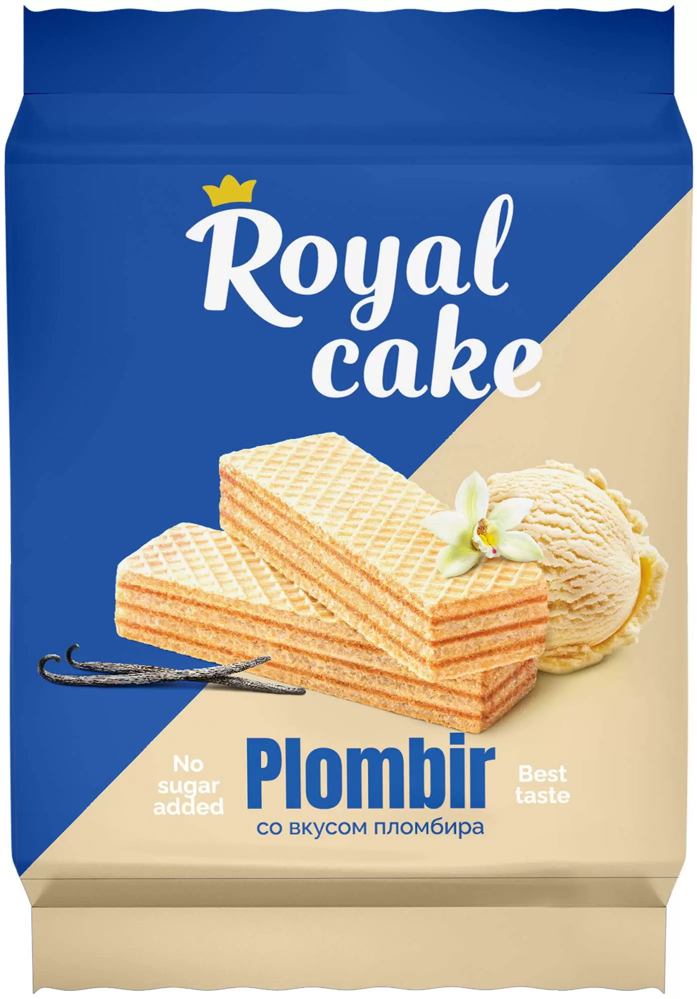 Вафли Royal cake со вкусом «ПЛОМБИР» без сахара, 120 г в Воронеже